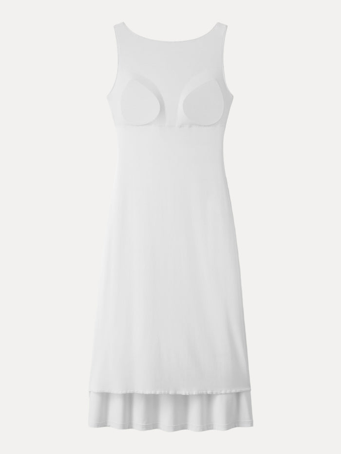 Classy Boatneck Open Back Bandless Midi Bra Dress