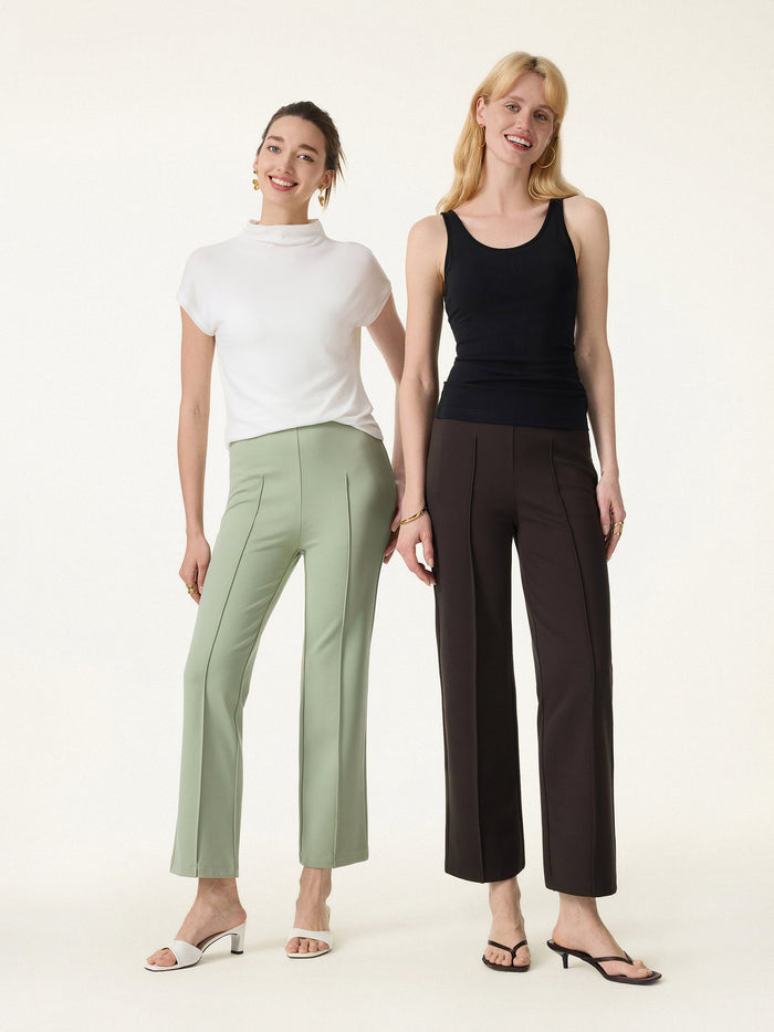 Wrinkle-Resistant High Rise Cropped Flare Leg Travel Pant