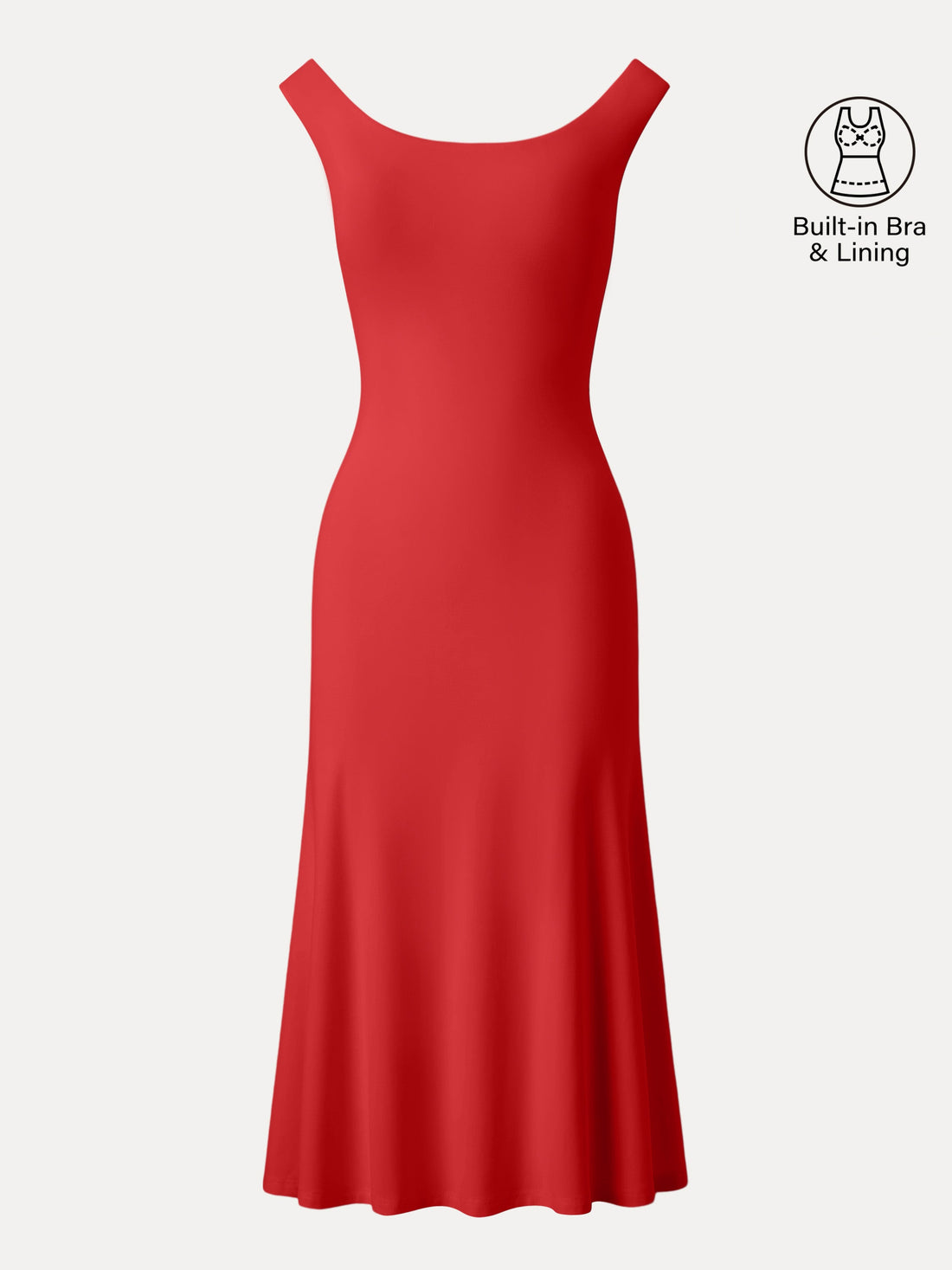 Scoop Neck Midi Low Back Bra Dress