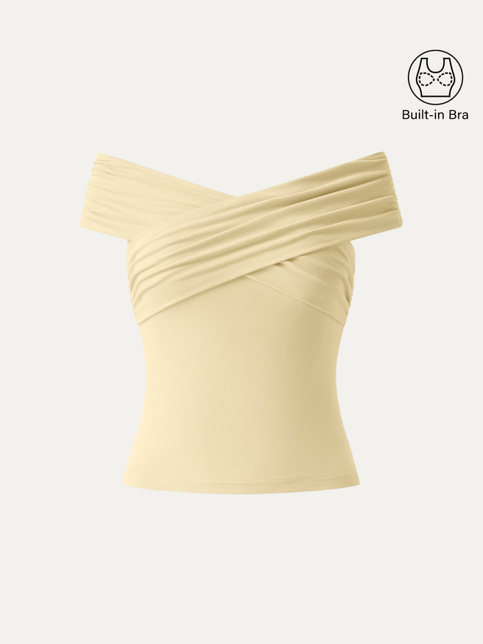 Criss Cross Off Shoulder New Airy Bra Top