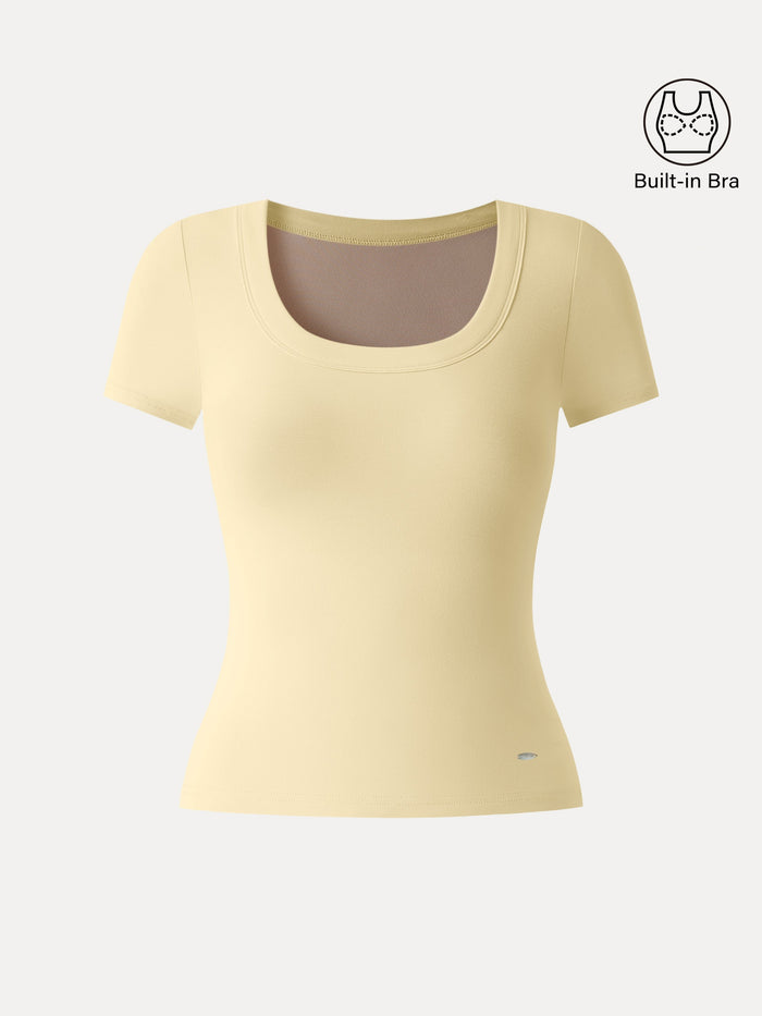 SkinKiss U-Neck Short Sleeve Everyday Bra Top