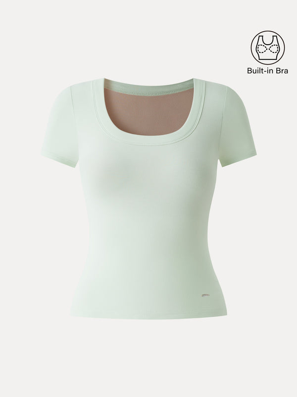 SkinKiss U-Neck Short Sleeve Everyday Bra Top