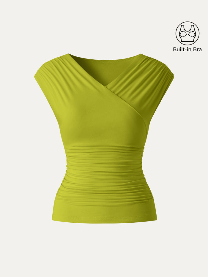 SkinKiss Surplice V-Neck Ruching Bra Top