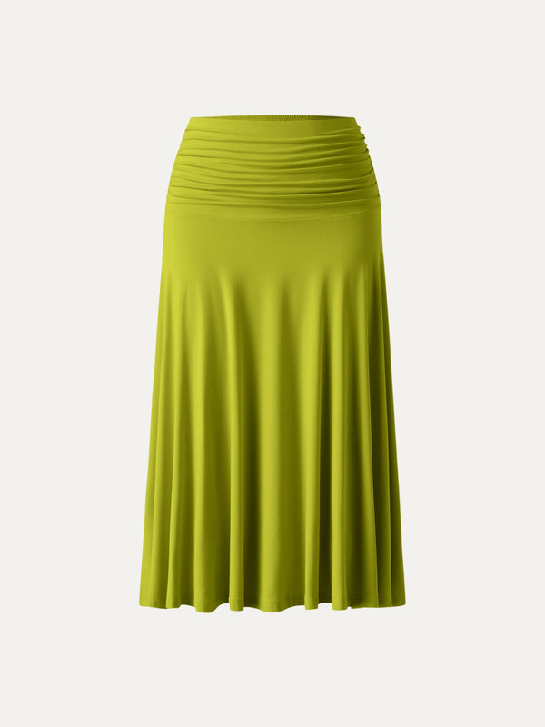 Flowy Side Ruched A-line Midi Skirt
