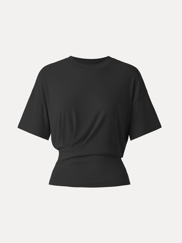 Crewneck Short Sleeve Tucked Tee