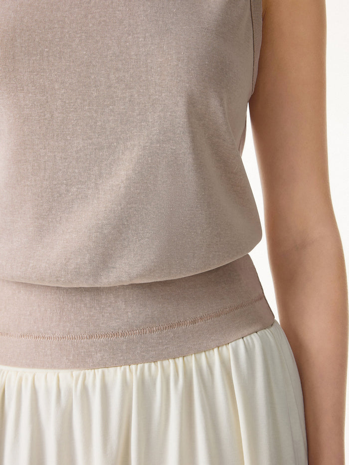 Cotton-Linen Blend Reversible Boatneck Low Back Top