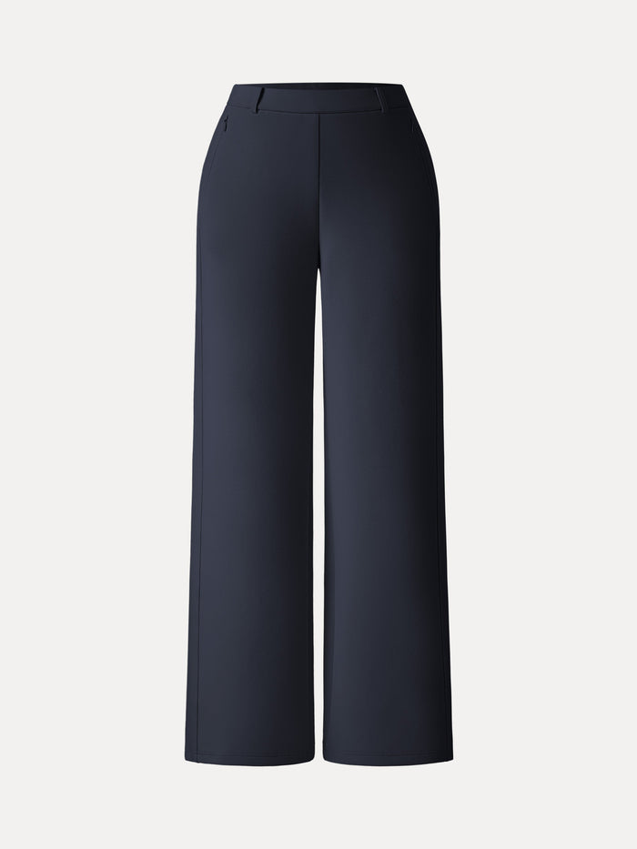 Stretch Cotton Blend Slimming High Rise Wide Leg Pant
