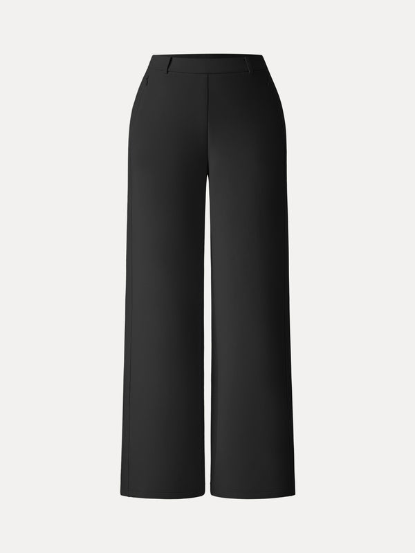 Stretch Cotton Blend Slimming High Rise Wide Leg Pant