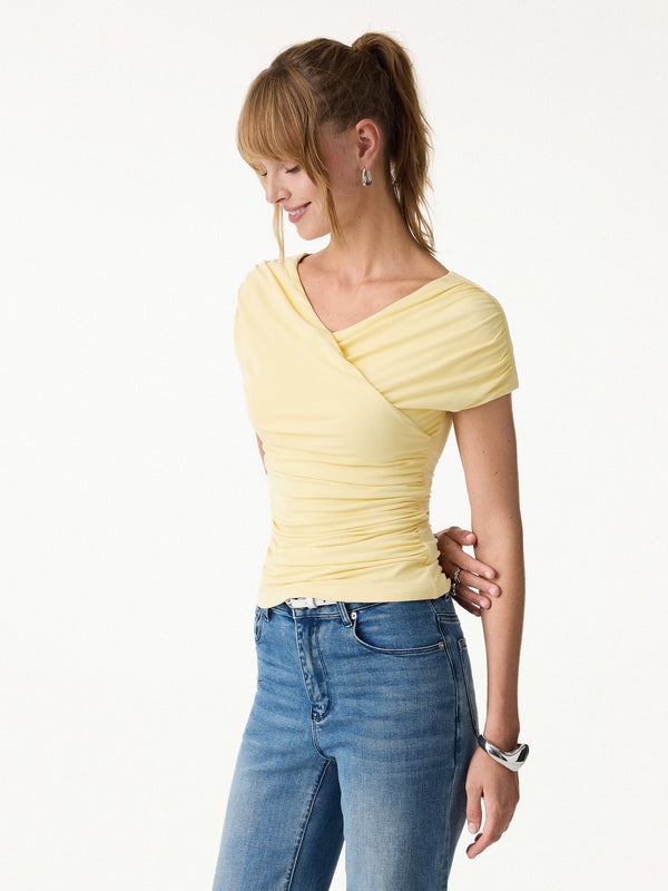 SkinKiss Surplice V-Neck Ruching Bra Top