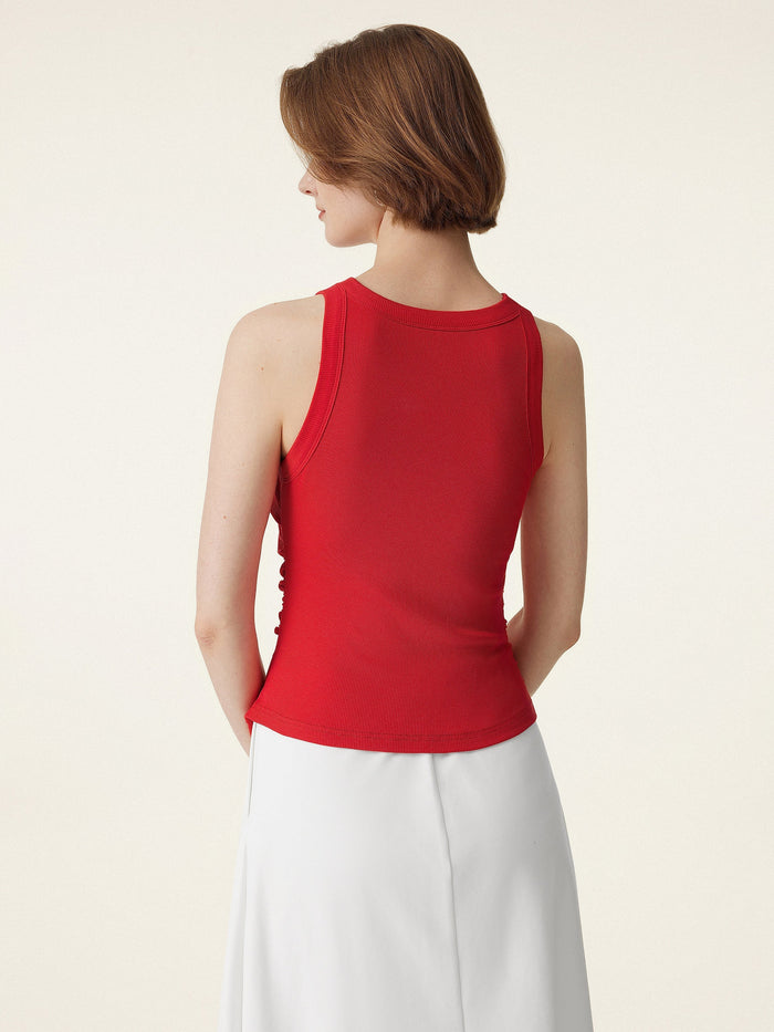 Crewneck Side Ruched Bra Tank