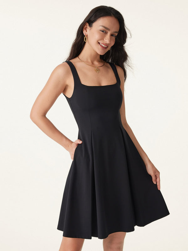 Square Neck Fit-and-flare Mini Bra Dress