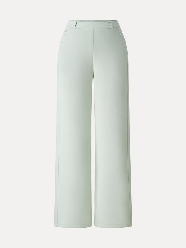 Stretch Cotton Blend Slimming High Rise Wide Leg Pant
