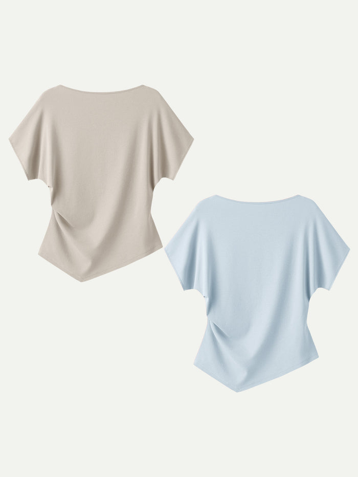 Cotton Lyocell Boatneck Angled Summer Tee
