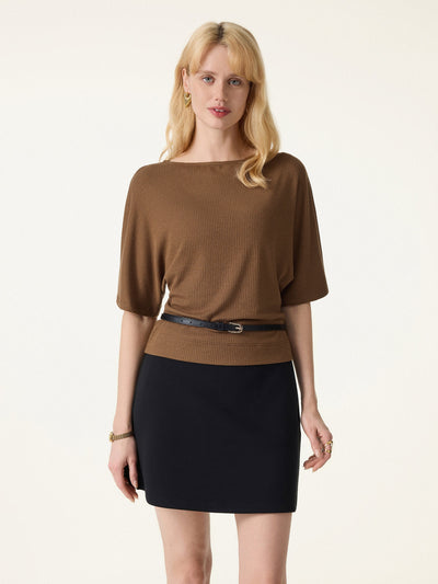 Soft Ribbed Boatneck Relaxed Top