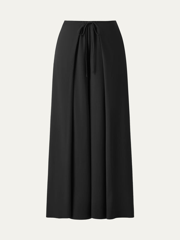 Bamboo Ponte Wrap-tie Palazzo Pant with Pockets