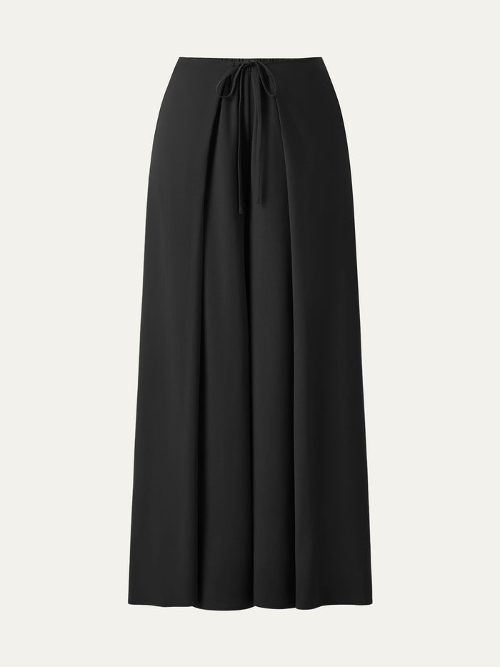 Bamboo Ponte Wrap-tie Palazzo Pant with Pockets