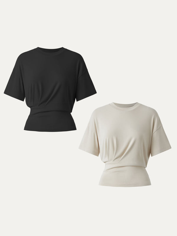Crewneck Short Sleeve Tucked Tee