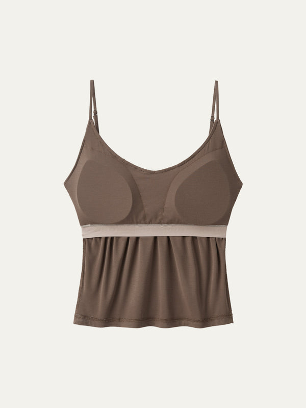 Scoop Neck Gathered Spaghetti Bra Tank