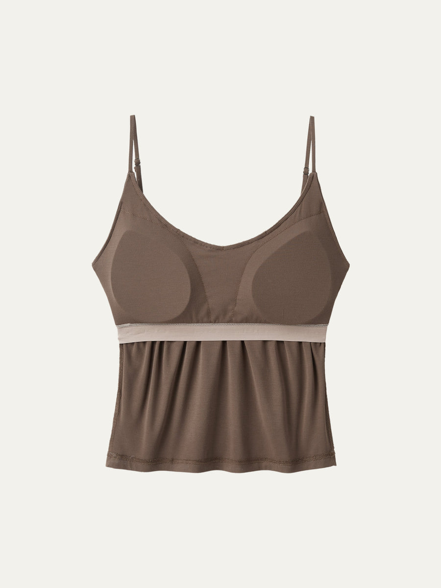 Scoop Neck Gathered Spaghetti Bra Tank