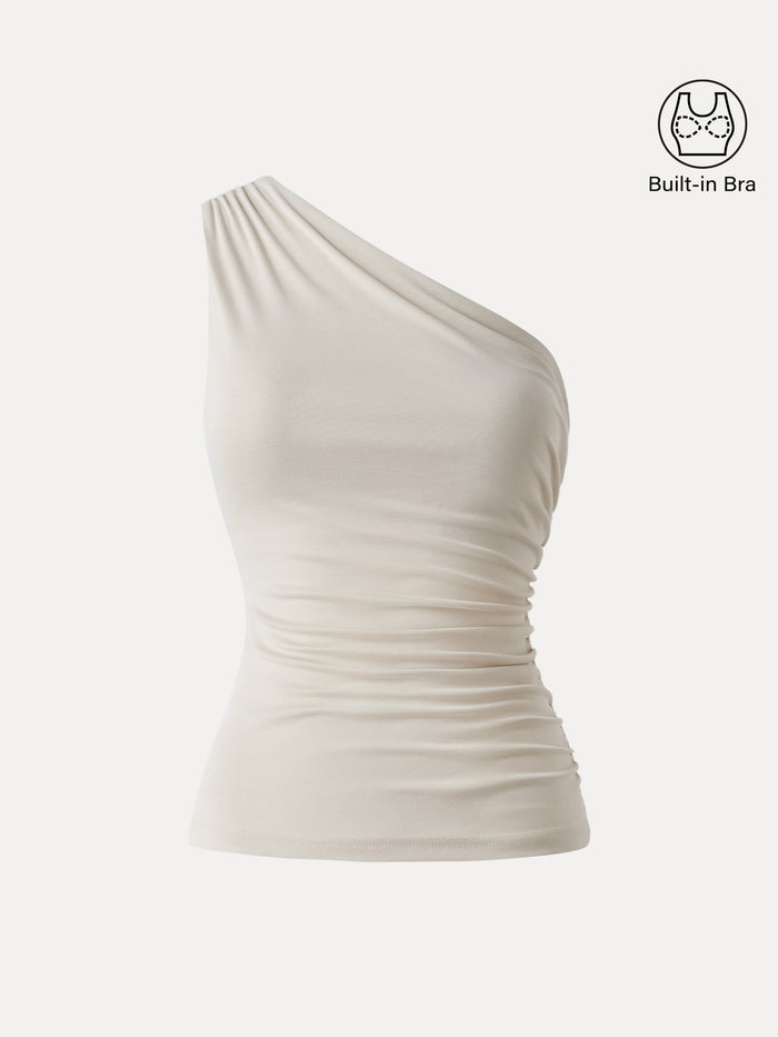 Sandwashed One Shoulder Ruched Bra Tank