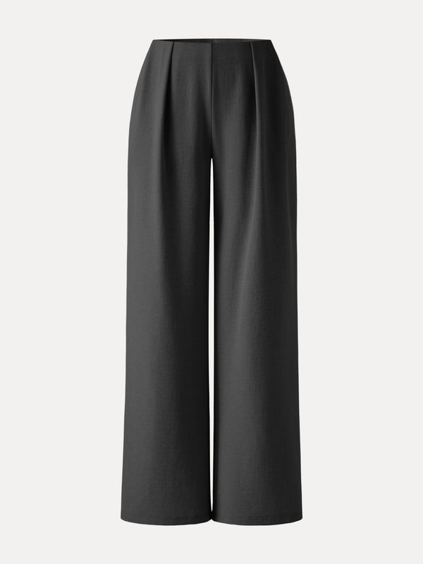 Airy Stretch Linen Wide Flare Pant with Pockets