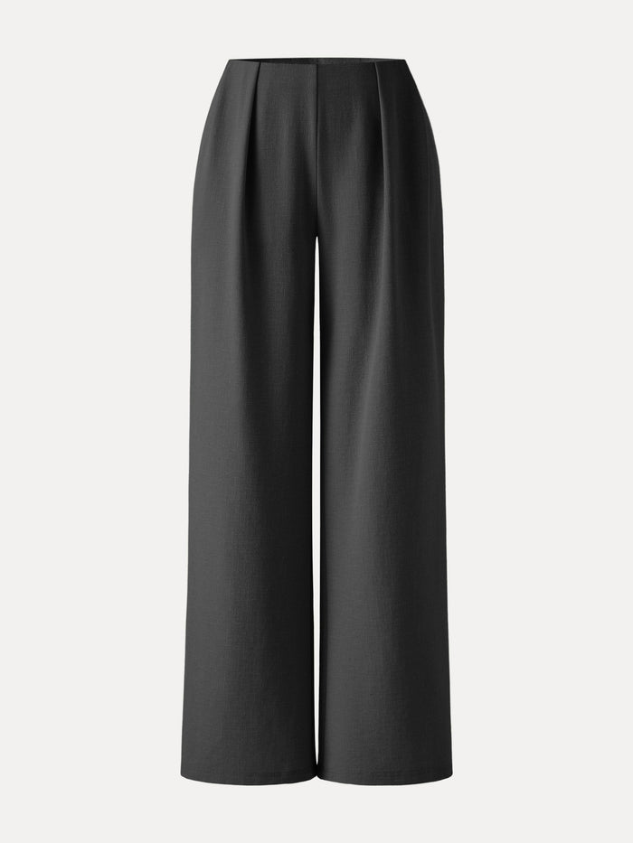 Airy Stretch Linen Wide Flare Pant with Pockets