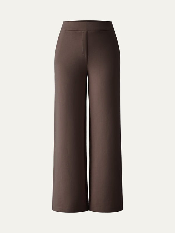 Textured Mid Rise Pull-on Straight Pant with Pockets