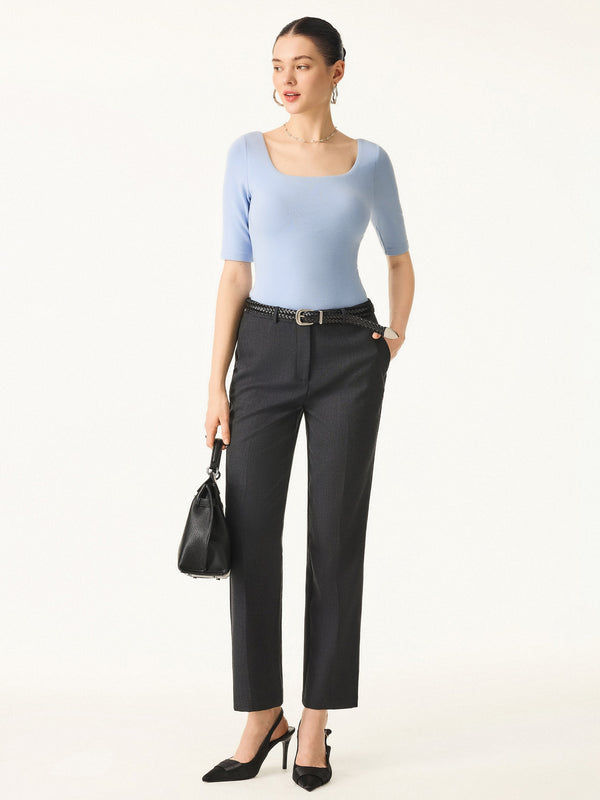 Essential Square Neck Elbow Length Sleeve Bra Top