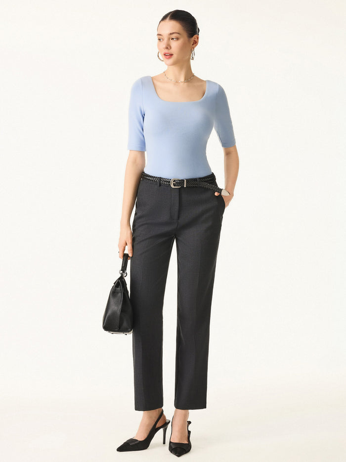 Essential Square Neck Elbow Length Sleeve Bra Top