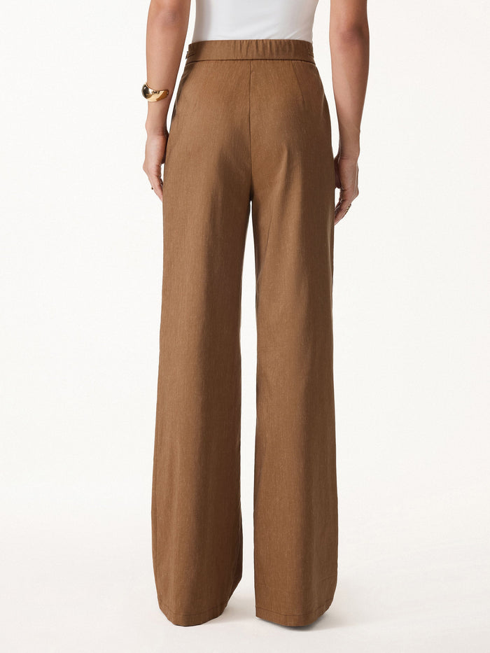 Wrinkle-Resistant Linen Drawstring Wide Leg Pant with Pockets