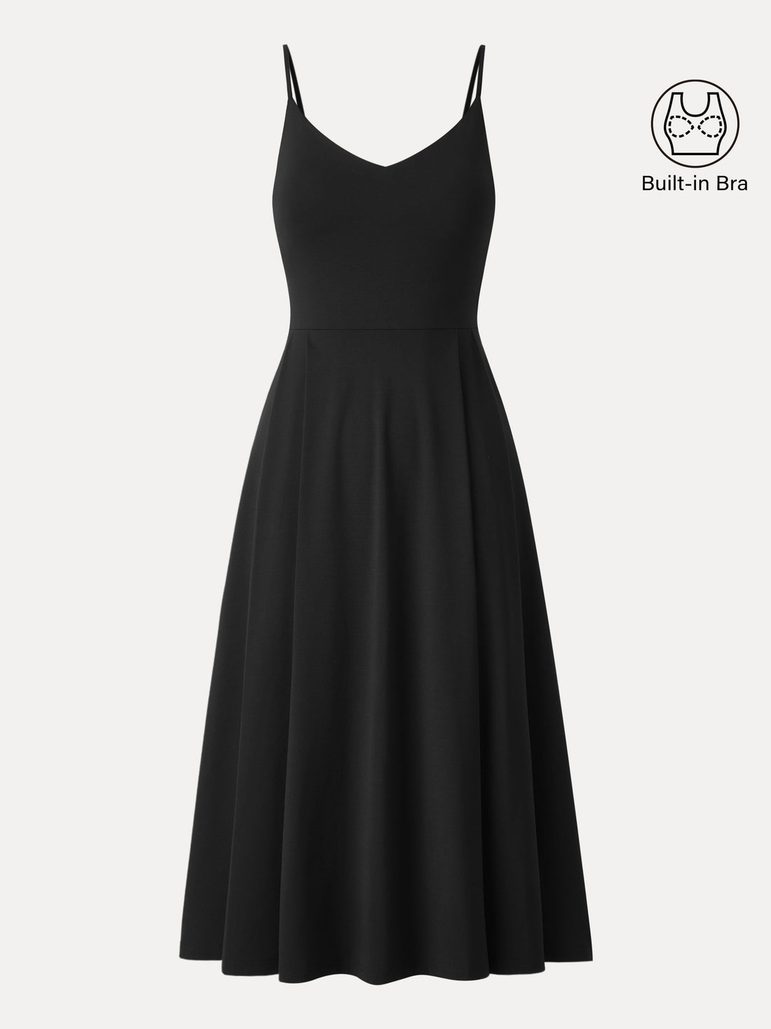 Bamboo Ponte V-neck Fit-and-flare Midi Bra Sundress with Pockets