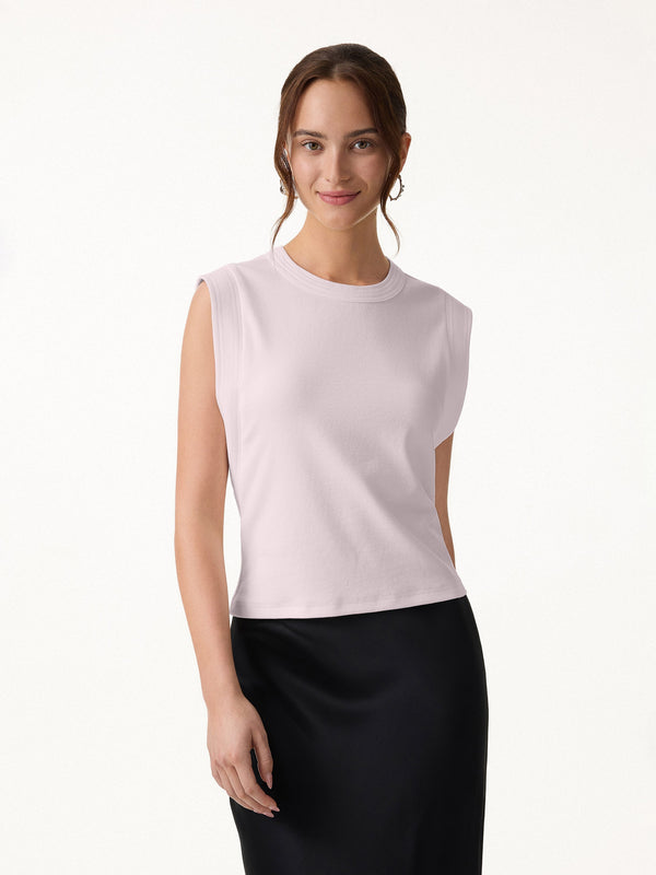 Soft Cotton Lyocell Cropped Wide Shoulder Tank