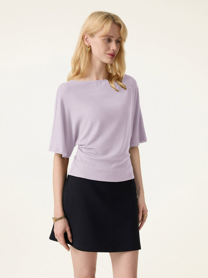 Soft Ribbed Boatneck Relaxed Top