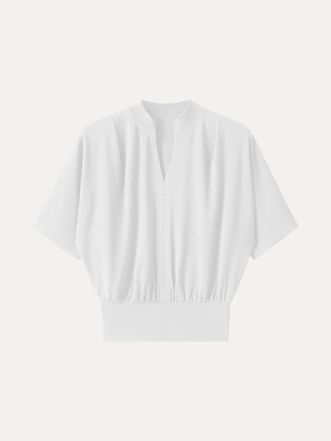 Stand Collar V-Neck Short Sleeve Top