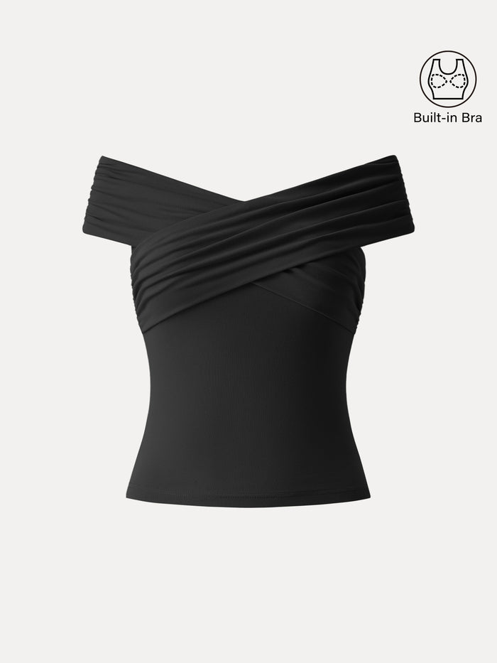 Criss Cross Off Shoulder New Airy Bra Top