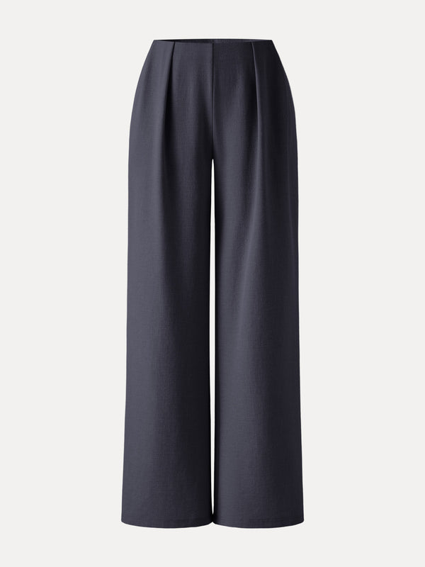 Airy Stretch Linen Wide Flare Pant with Pockets