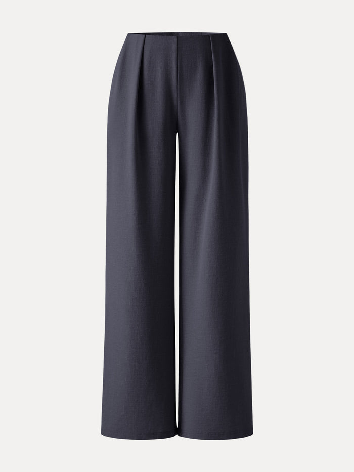 Airy Stretch Linen Wide Flare Pant with Pockets