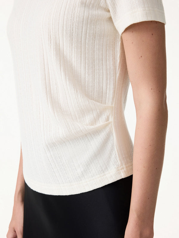 Pointelle Tucked Short Sleeve Summer Tee