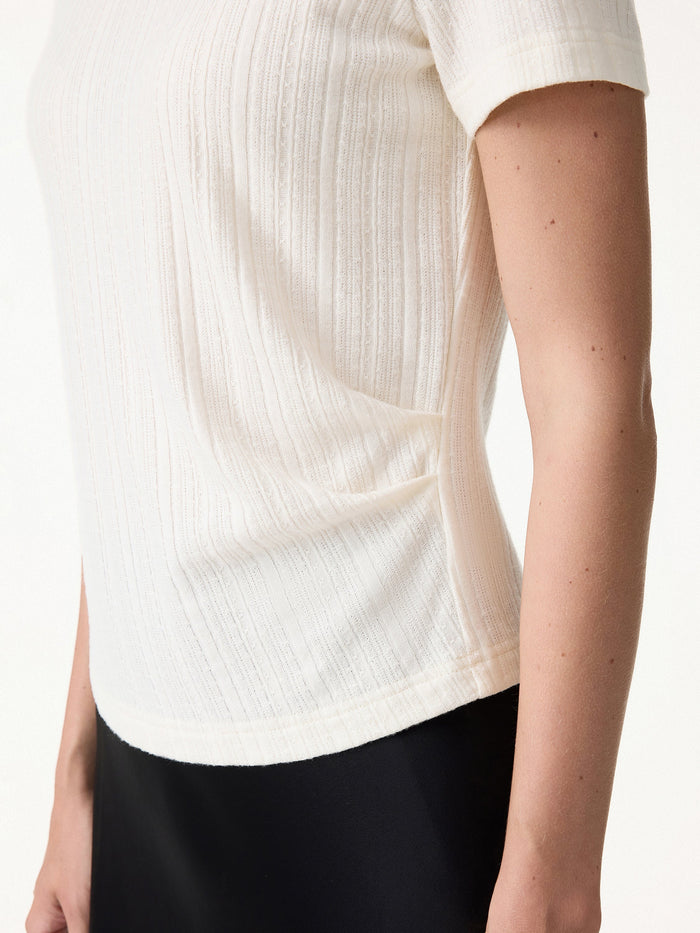 Pointelle Tucked Short Sleeve Summer Tee