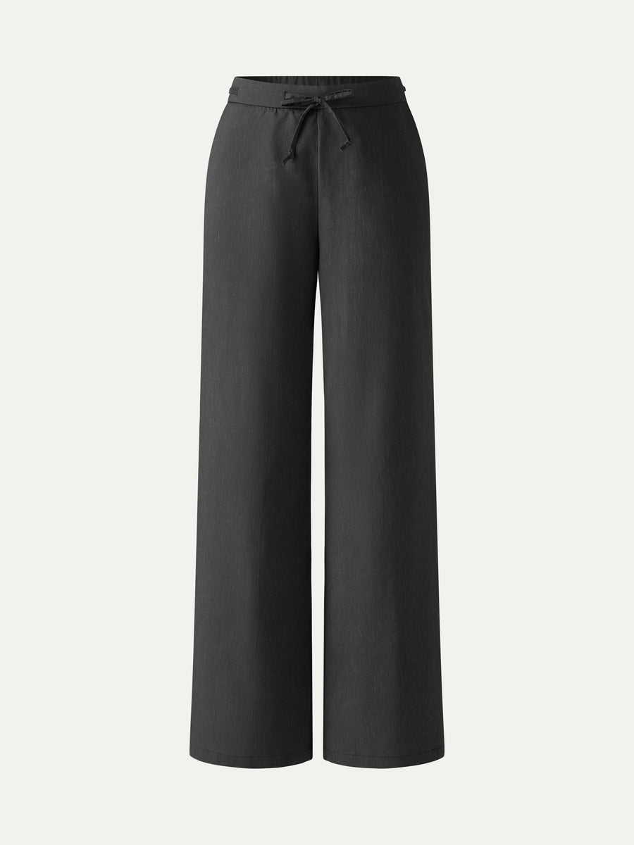 Wrinkle-Resistant Linen Drawstring Wide Leg Pant with Pockets