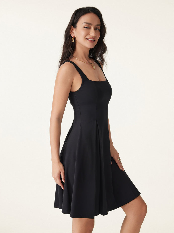 Square Neck Fit-and-flare Mini Bra Dress
