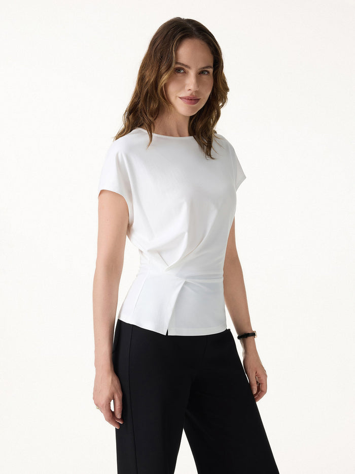 Cooling Ponte Relaxed Round Neck Tucked Top