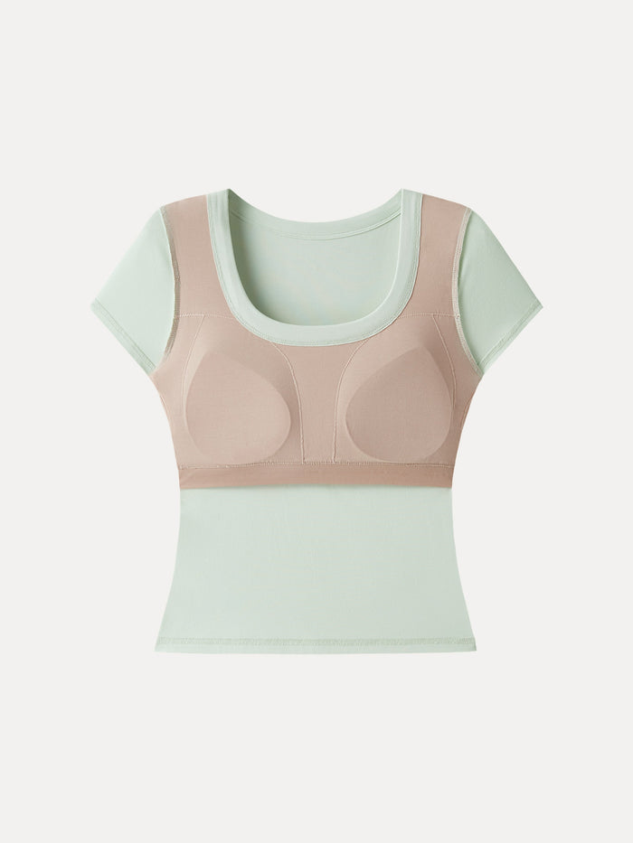 SkinKiss U-Neck Short Sleeve Everyday Bra Top