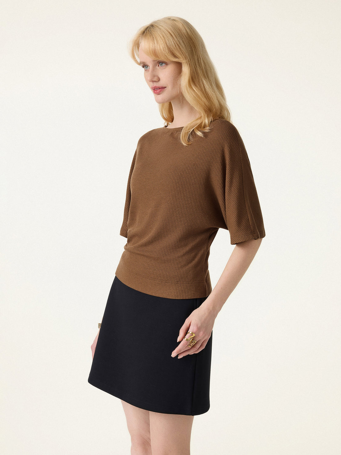 Soft Ribbed Boatneck Relaxed Top