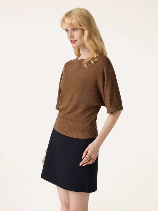 Soft Ribbed Boatneck Relaxed Top
