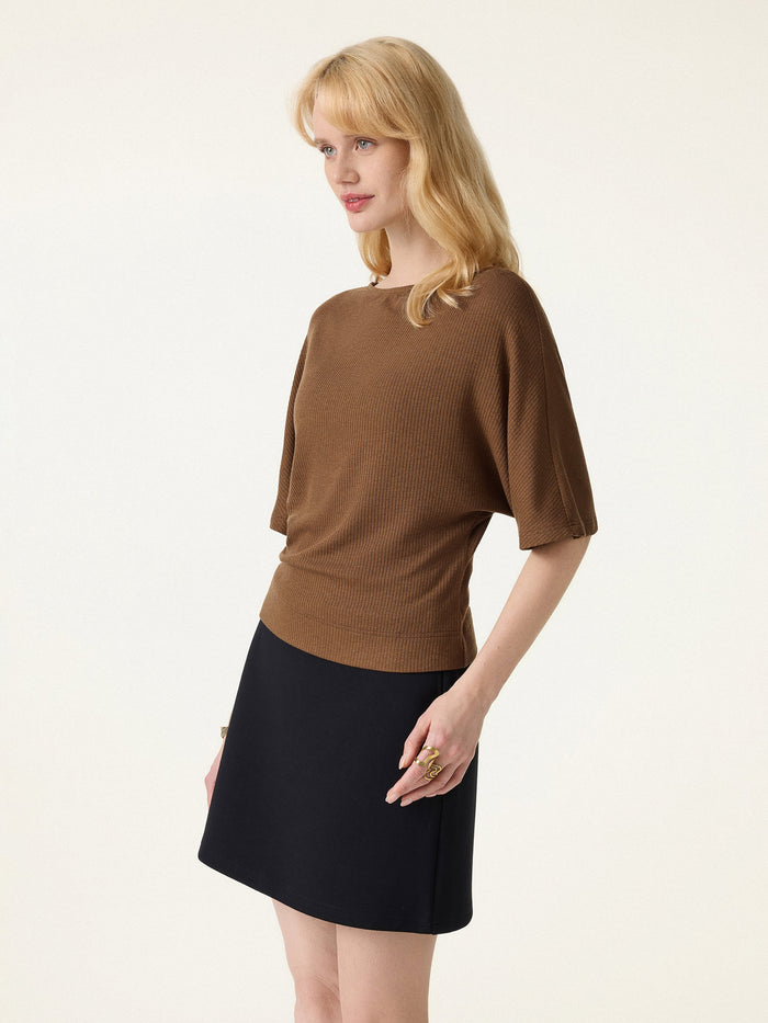 Soft Ribbed Boatneck Relaxed Top