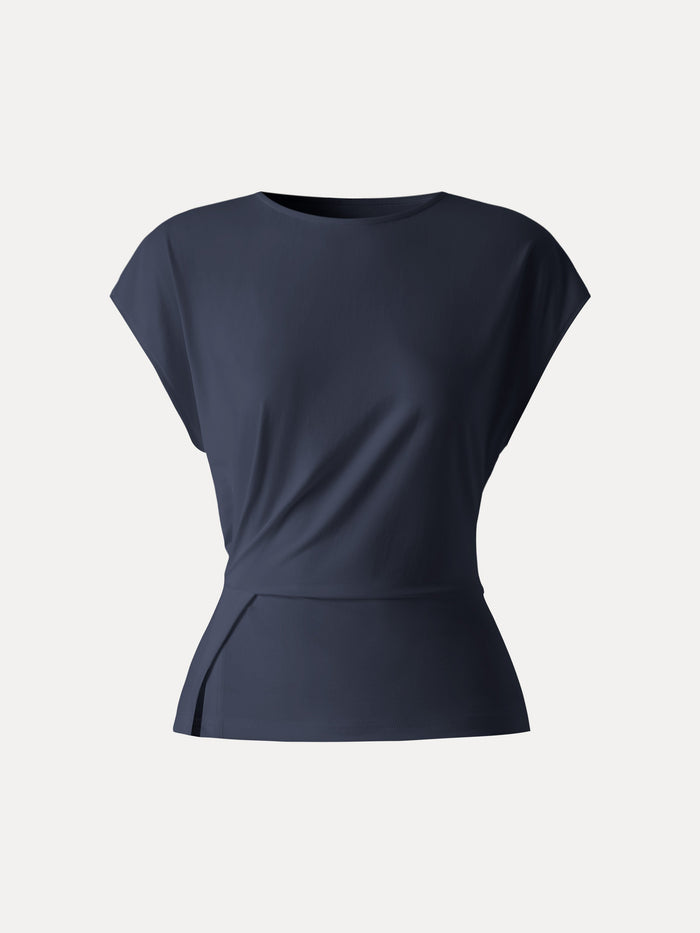 Cooling Ponte Relaxed Round Neck Tucked Top