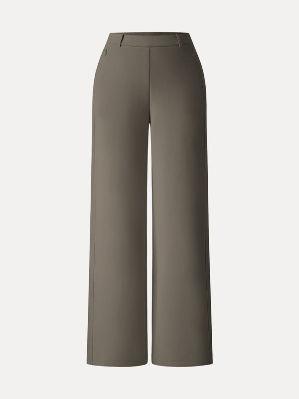 Stretch Cotton Blend Slimming High Rise Wide Leg Pant