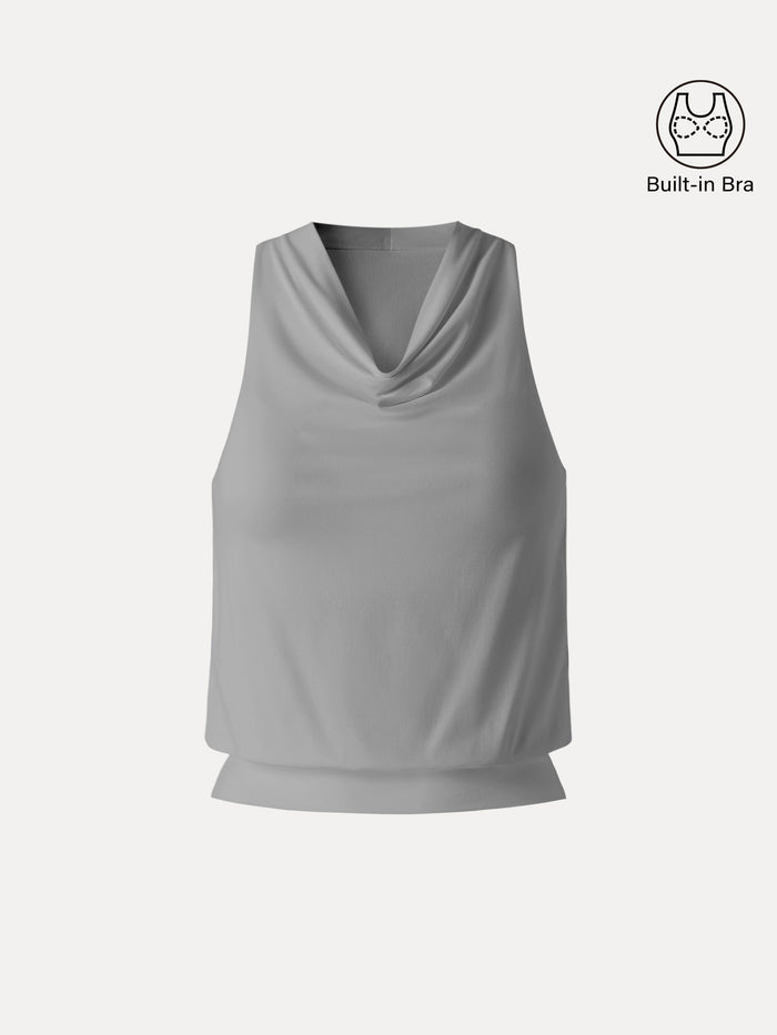 SkinKiss Not-See-Thru Halter Cowl Neck Bra Top
