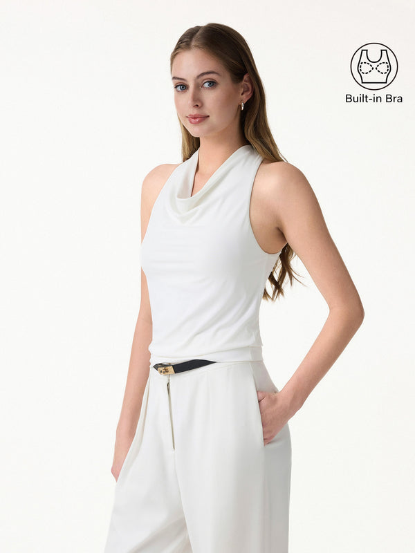 SkinKiss Not-See-Thru Halter Cowl Neck Bra Top